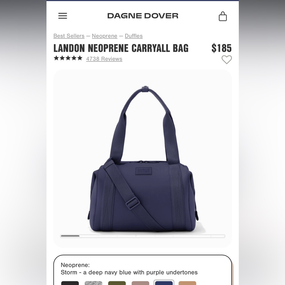 Dagne Dover Landon Neoprene Carryall Bag in Navy Blue
